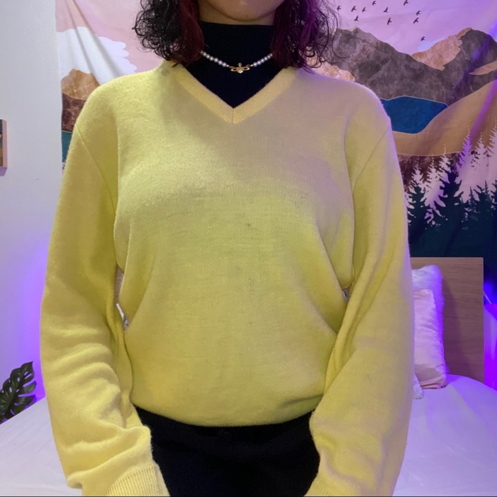 Yellow v-neck sweater